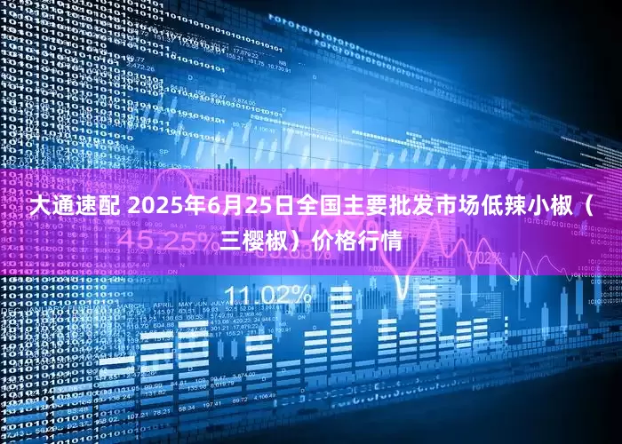 大通速配 2025年6月25日全国主要批发市场低辣小椒（三樱椒）价格行情